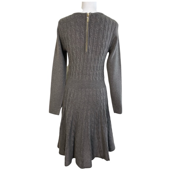 NWT Eliza J Cable Knit Sweater Dress Fit & Flare Medium Gray Size S - Picture 3 of 8